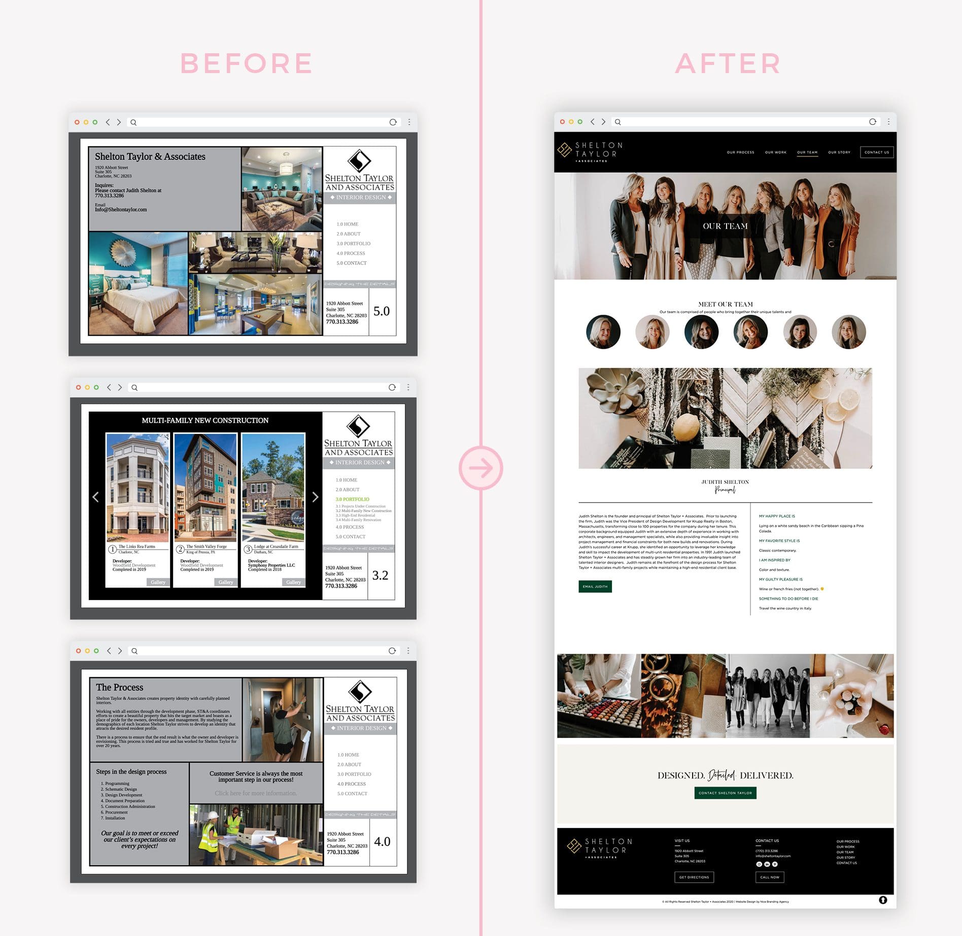 before and after website redesign examples for Shelton Taylor  before and after website redesign slide for Shelton Taylor