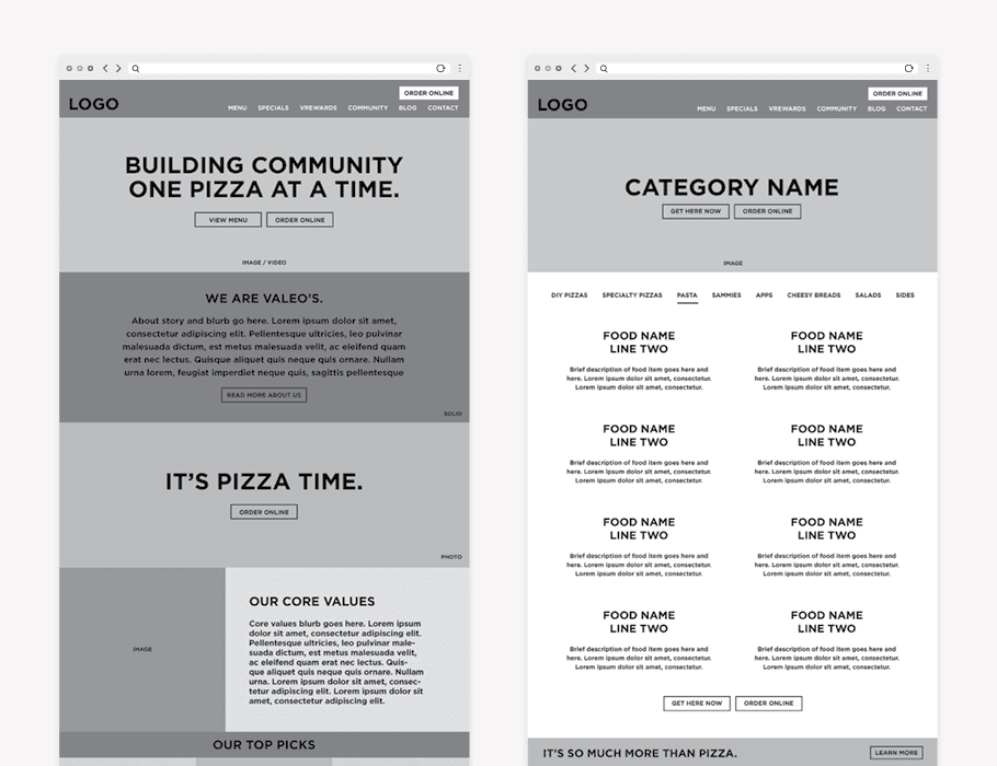 restaurant website design